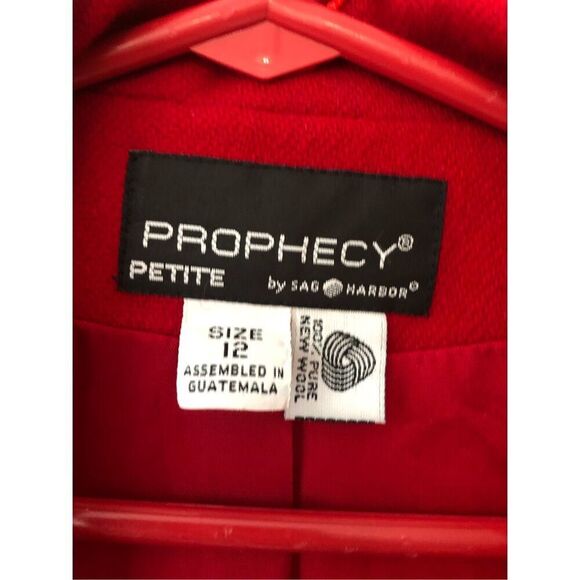 Prophecy by Sag Harbor Women’s Red Wool Elegant One Button Up Blazer Size Petite - Picture 5 of 7